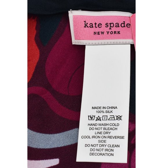 Large long colorful Kate Spade silk scarf, fuchsia panther classy silk scarf - Picture 3 of 9